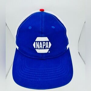 Napa Auto Parts Blue And White Snap Back Hat Cap USA Flag Patch Mesh Back